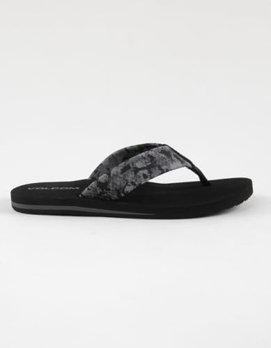 Image of Volcom Men's Daycation Flip Flop Sandal - Soft Brushed Recliner Comfort Foam Footbed, Black /Black, 8