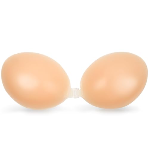LBOYLOVE Self-Adhesive Silicone Sticky Bra: Backless Strapless Reusable Invisible Push-Up Bra Seamless Lift and Support Backless Bra for Weddings Push up Bra Ideal for Off Shoulder (Size C)