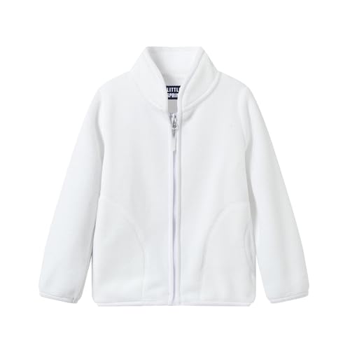 LittleSpring Boys Girls Lightweight Fleece Jackets Zip Up Solid Color 2-10 Years