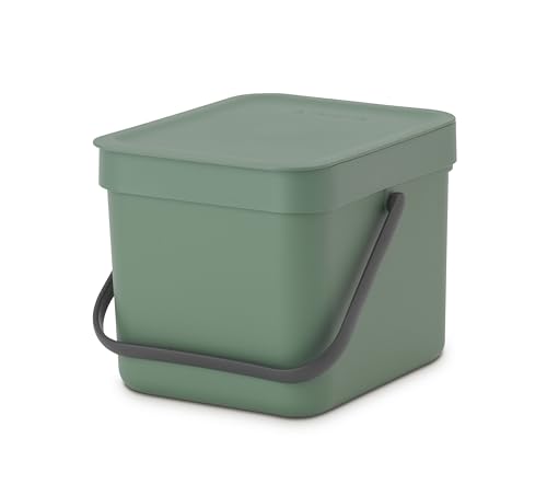 Brabantia Sort & Go Bin 6L - Cubo de Basura - Acero inoxidable - Verde Abeto - Fir Green