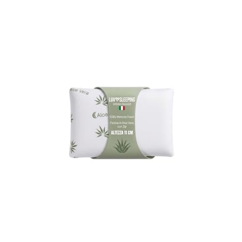 #Commissioniguadagnate<br>Cuscino Memory Foam Cervicale Saponetta con Federa Aloe Vera 72x42x11cm Guanciale Letto per Dormire Anallergico Cuscino Ortopedico Made in Italy Certificato Oeko Tex