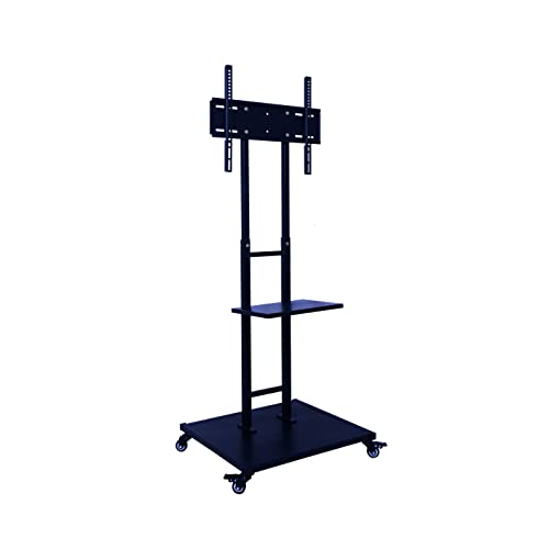 Image of D&V Engineering Metal Mobile TV Stand on Wheels | Height Adjustable TV Trolley | Rolling Cart for 32-55 Inch LED, LCD, Smart TVs | Portable Stand for Home, Office, School and College Use - Classic