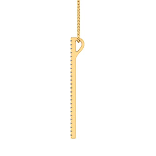 1/10 Carat Diamond Vertical Bar Pendant Necklace in 10K Solid Gold (Silver Chain Included)2
