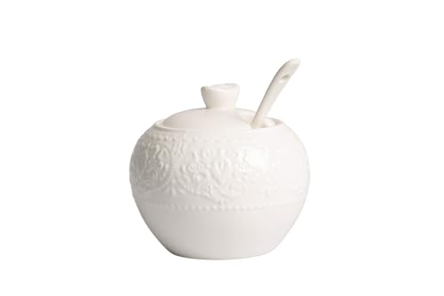 Zuccheriera con cucchiaino in porcellana decorata bomboniera per matrimonio Harmony PRMT25008