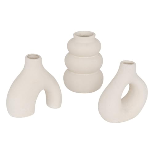 Atmosphera - Lot de 3 soliflores iora céramique Blanc h9cm