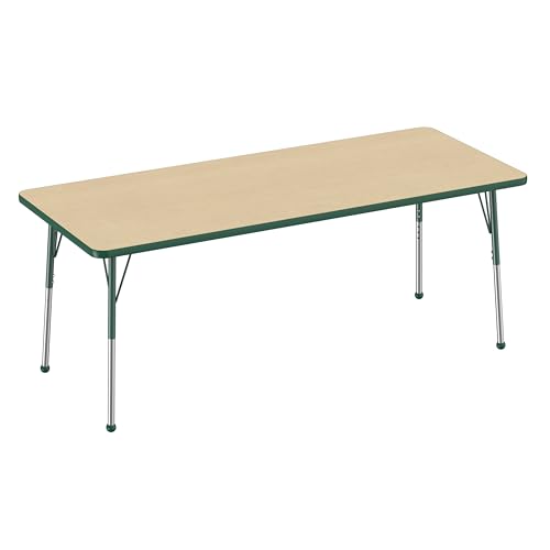 FDP 30" x 72" Rectangle Table with Ball Glide Legs - Maple/Green