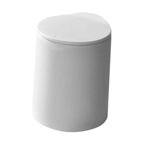 Caneca de basura blanca con tapa para baño y oficina