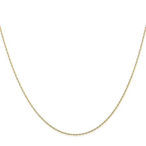 Solid 10k Yellow Gold .5mm Carded Cable Rope Chain Necklace