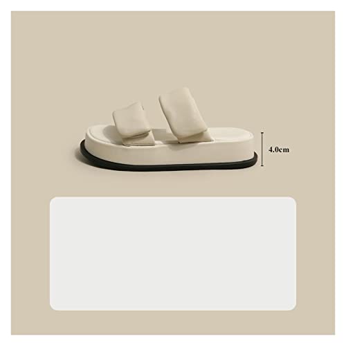 Beach Sandals Fashion Personality Women's Shoes Summer Thick Bottom Half Slippers Outside Niche Premium Feeling Sandals Outdoor Indoor Outer Slippers(Beige,36)4