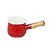 Emaliowana patelnia na mleko, mini podgrzewacz do masła Garnek na mleko Emaliowana patelnia do podgrzewania mleka Garnek do podgrzewania mleka Małe naczynie z drewnianym uchwytem do podgrzewania Mni