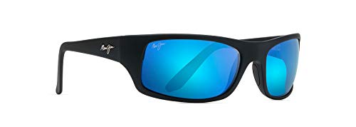 One Size, Matte Black/Blue Hawaii : Maui Jim Peahi Sunglasses