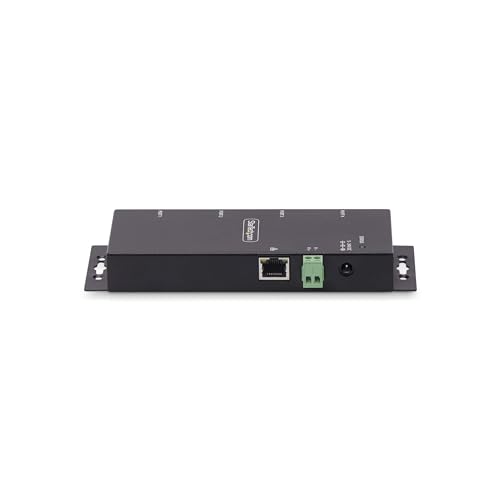 Image of StarTech.com 4-Port Serial to Ethernet Adapter, IP Serial Device Server for Remote RS232 Devices, Wall /DIN Rail, LAN to DB9, TAA