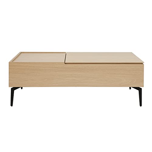 Miliboo Hochklappbarer Couchtisch aus hellem Holz und schwarzem Metall L102,5 cm SEDA