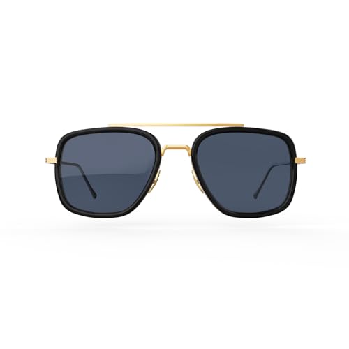 Image of Polarized Sunglasses for Men Women Vintage UV400 Classic Iron-Inspired Hero Style Pilot Sunglasses Fashion Square Metal Frame (Gold Frame /Gray Lens)