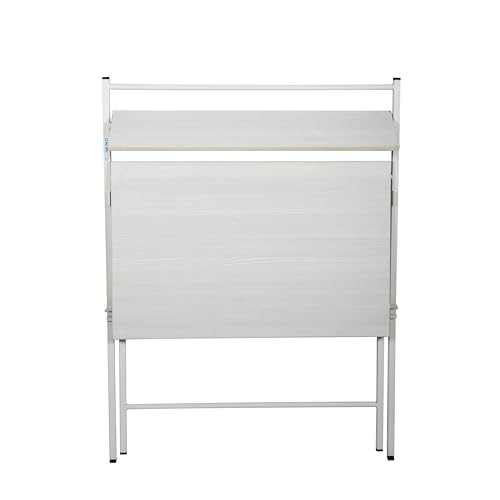 Image of BLUMUNO X-Plus Folding Table I Spacious, Foldable and Sturdy Desk with 2 Levels for Study /Home Office /Work from Home I Multipurpose Table I No Assembly Required (Premium White Wood Finish)