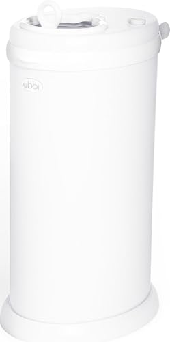 Image of Ubbi Stainless Steel Diaper Pail, No Special Bags, Odor-Locking, White | Award-Winning Registry Must-Have, Childproof Safety Lid with Lock, Holds Up To 55 Newborn Diapers, Modern Nursery Essential