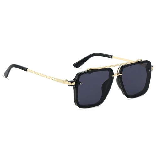 Image of Xpectrum Retro Square Aviator Sunglasses for Men Women Vintage 70s Disco Gangster Style Rectangle Glasses