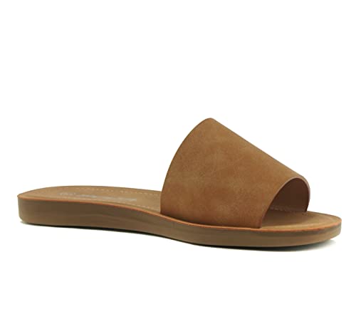 Image of Soda Shoes Efron-S Women Flip Flops Basic Plain Slippers Slip On Sandals Slides Casual Peep Toe Beach