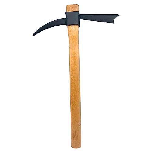 Tradineur - Azada de metal doble con pico - Mango de madera - Herramienta para jardin - 36 x 6 x 12 cm - Modelo aleatorio