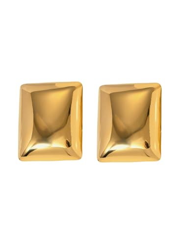 Square Gold Statement Earrings – Modern Lightweight Fashion Jewelry for Women