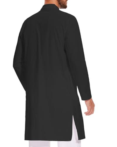 LVCBL Kaftan for Men Linen Kaftan Long Sleeve Muslim Robes Clothes Button Down Caftans2