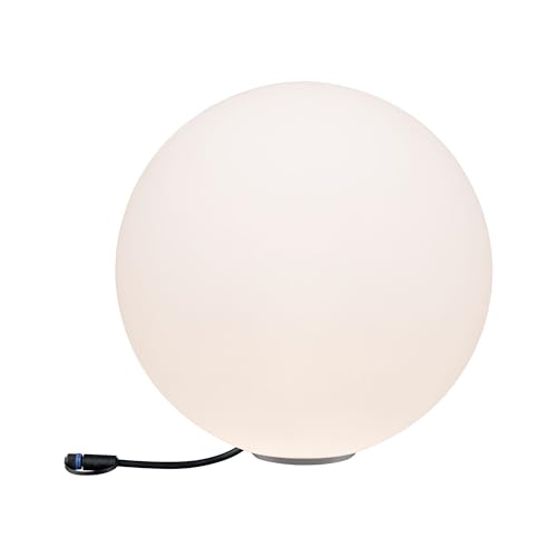 Paulmann 94178 Outdoor Plug&Shine Objet lumineux extérieur LED Globe, IP67, 3000K, 575lm, 24V, 400mm, Blanc