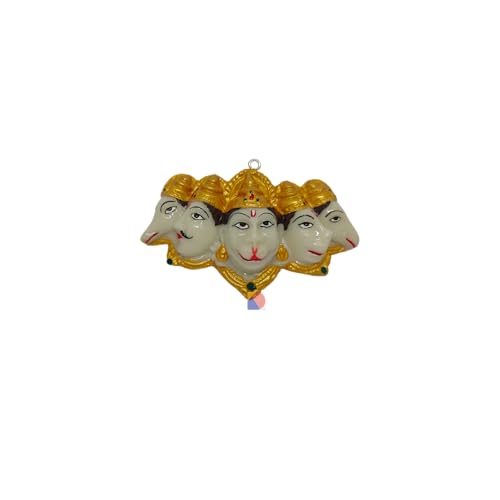 Image of panchmukhi Hanuman for Door Entrance | Hanuman Ji Idol | Figurines Sculpture Bajrang Bali Idol (18 x 10 cm) - (White Gold)