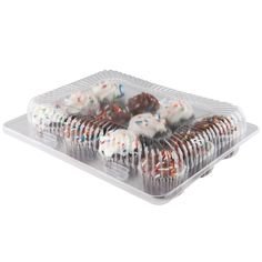 Pizety Pack Of 24 Mini 12 Compartment Cupcake Container Mini Cupcake Boxes Hinged Lid- With Superior Strong 12 Compartment Cupcake Box Plastic Disposable Mini Cupcake Container S 12 Count thumb #2