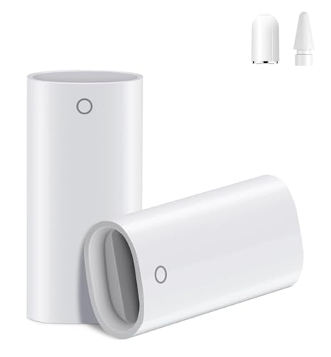 T Tersely 【2 Pack】 Charging Adapter for Apple Pencil 1st Generation with 1xCaps and 1xNibs Replacement Accessory, Female to Female Charger Connector
