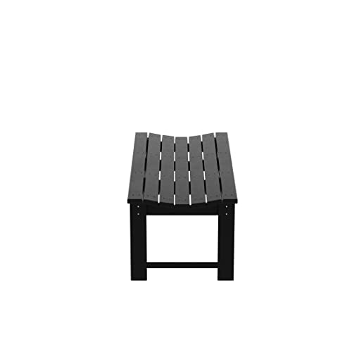 Wo Modern Backless Furniture Bench Seat Perfect For Any Outdoor Spaces Like Patio, Backyard, Balcony, Garden, Porch, Deck, Hdpe Material, All Weather Resistant With Uv Protection, Black #TOP5