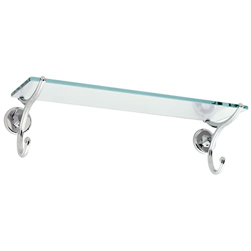 Ginger Circe Tempered Glass Bathroom Shelf (24 Inch) Wall Mounted Glass Shelves, Polished Chrome