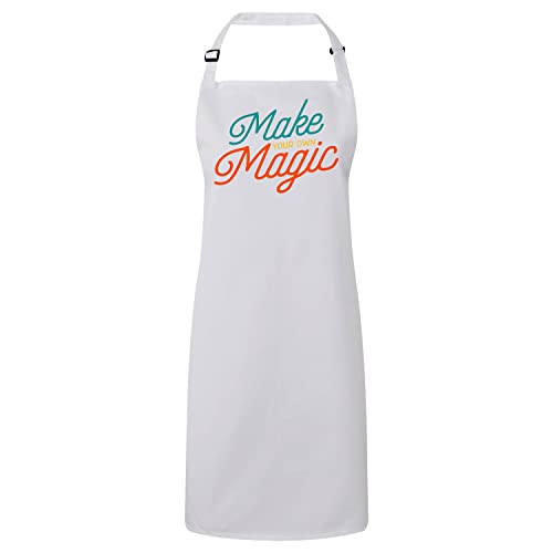 Tablier cuisine blanc haut de gamme coton epais typo 70s
