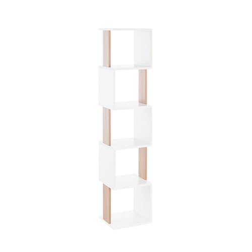MyosHome - Estanteria libreria Moderna, Estanteria Libros para Almacenamiento y decoración, Estanteria Salon y estanteria Estrecha y Alta, Color Blanco Roble Sonoma de 30 x 35 x 161 cm. Rastus