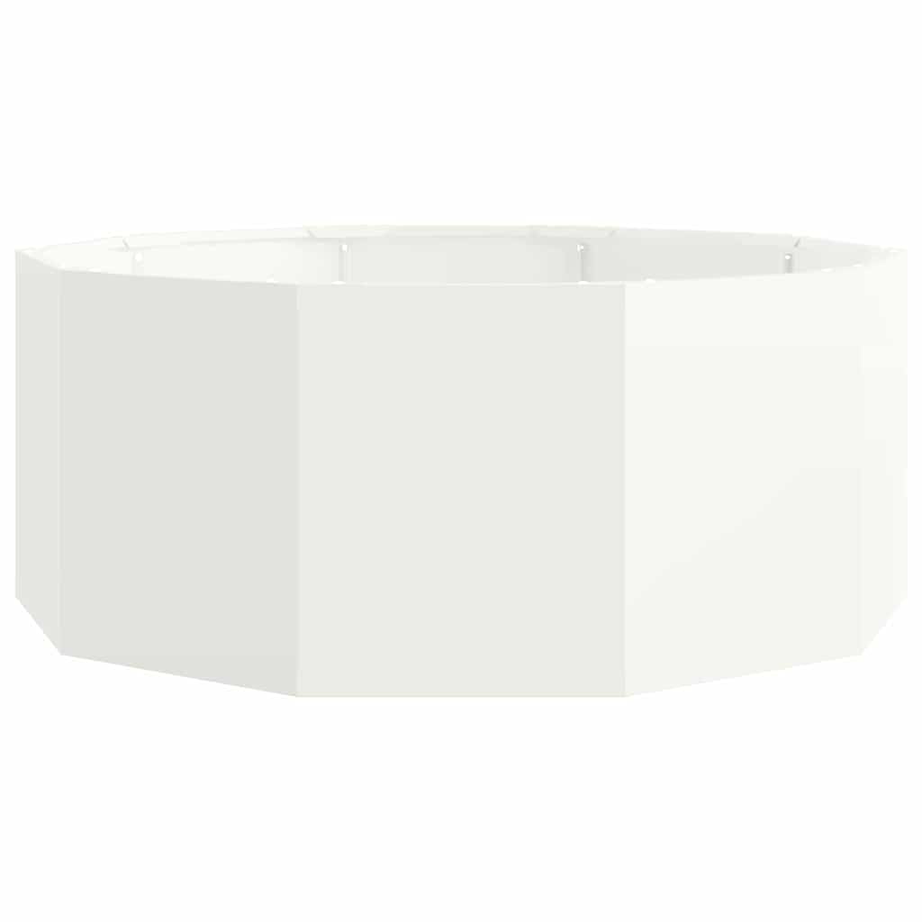 Donica Ogrodowa Biała Stal Okrągła 90x90x35 cm Wytrzymała Donica Zewnętrzna na Taras Balkon Ogród Łatwy Montaż Niskie Wymagania Konserwacyjne