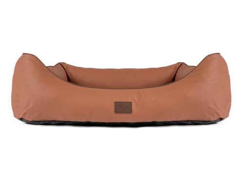 TrendPet Runa, Orthopädisches Kunstlederbett für Hunde, modisch in Kupfer und Grau (Kupfer, 100x75x30 cm)