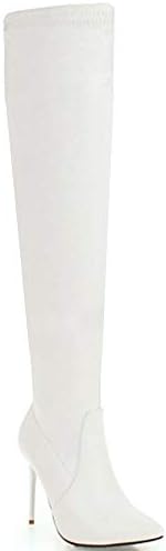 Women Pointy Toe Thigh High Single Sole Stiletto Boot