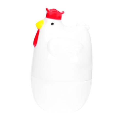 POPETPOP Vaporera para Huevos Microondas Forma Pollo Blanca Cocedor Rápido Resistente y Fácil de Limpiar para Desayuno Casa
