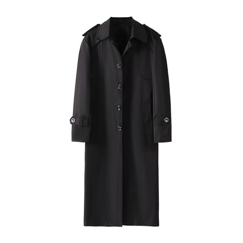 Men's Extra Long Trench Coat Casual Lapel Single-Breasted Coat Bussiness Work Plus Size Windbreaker
