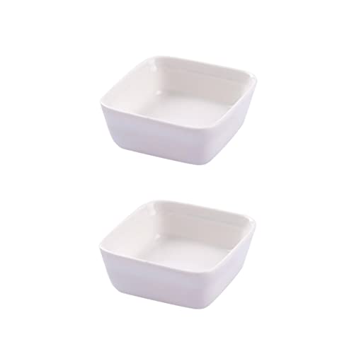 FUNOMOCYA 2 Piezas plato de condimento cuadrado inmersión platos vajilla pequeño largo minibandeja de postres plato de salsa de condimento placas de postres blanco