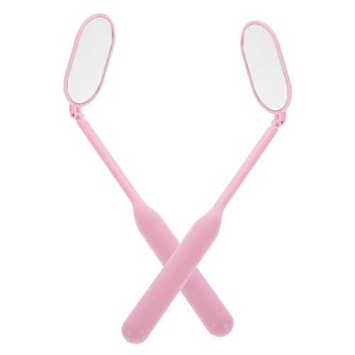 DEARMAMY 1 Par De Espejos Para Injerto De Pestañas Rizador De Cejas Gel LED Luz Kit Transparente Espejos Herramientas Delineador De Ojos Espejo De Inspección Espejos De Mano