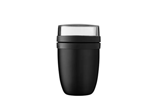 Mepal Ellipse - Black Edition - Pot à repas isotherme pratique - 500 ml - Pour yaourt - Garde les aliments au chaud ou au frais - En polypropylène - 500 + 200 ml