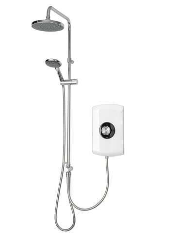 Triton Showers GEAMDU91 Amore DuElec | Shower Electric | 9.5KW | White Gloss I Electrical Showers | with Showerhead and Anti Twist Hose | Rainfall Shower Head | for Bathrooms
