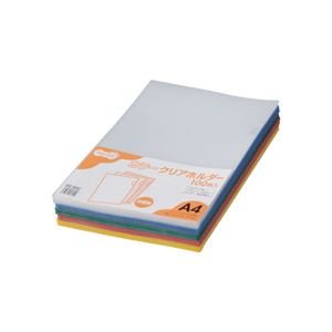 (まとめ) TANOSEE カラークリアホルダー A4 5色 1パック(100枚:各色20枚) 【×3セット】 〈簡易梱包