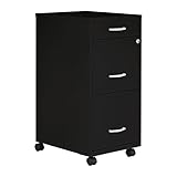 LYS SOHO Box/File/File 3-Drawer Mobile File Cabinet, Black