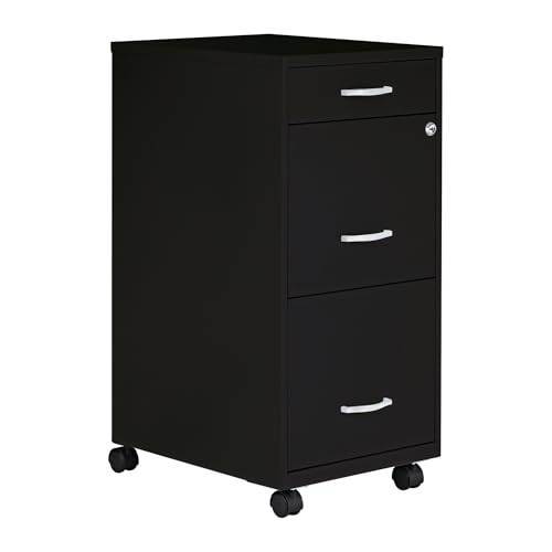 LYS SOHO Box/File/File 3-Drawer Mobile File Cabinet, Black