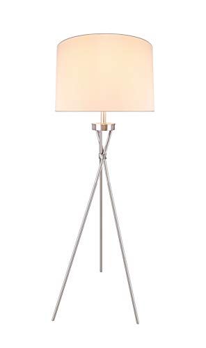 Aspen Creative 45022-11, Tripod Floor Lamp, Transitional Design In Satin Nickel, 53" High #TOP1