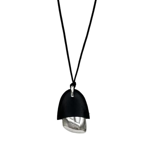 Collier pendentif en cuir PU noir bleu clair et pomme de pin en métal Minar ajustable