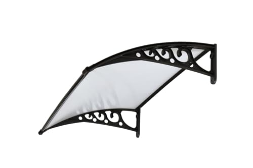 Image of CHENNAI Window Blinds and Shades DIY Polycarbonate Awning (Engineered Plastic Brackets) Window Sunshade Door Weather Shed Rain Canopy Awnings - 4'Widthx3'Depth (Black Brackets & White Sheets)