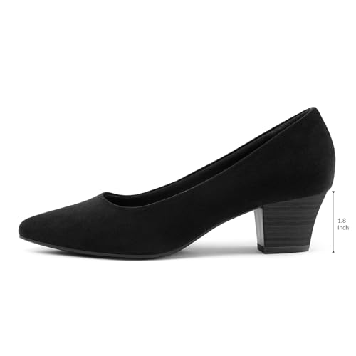 Image of mysoft Women's Chunky Stacked Heel Pumps Closed Toe Dress Shoes Comfortable Slip On Pumps