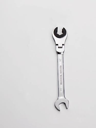Image of FLZOSPER 24mm Metric Fix Tubing Wrench,Flex-Head Gear Wrench, Ratcheting Fix Combination Wrench Spanner